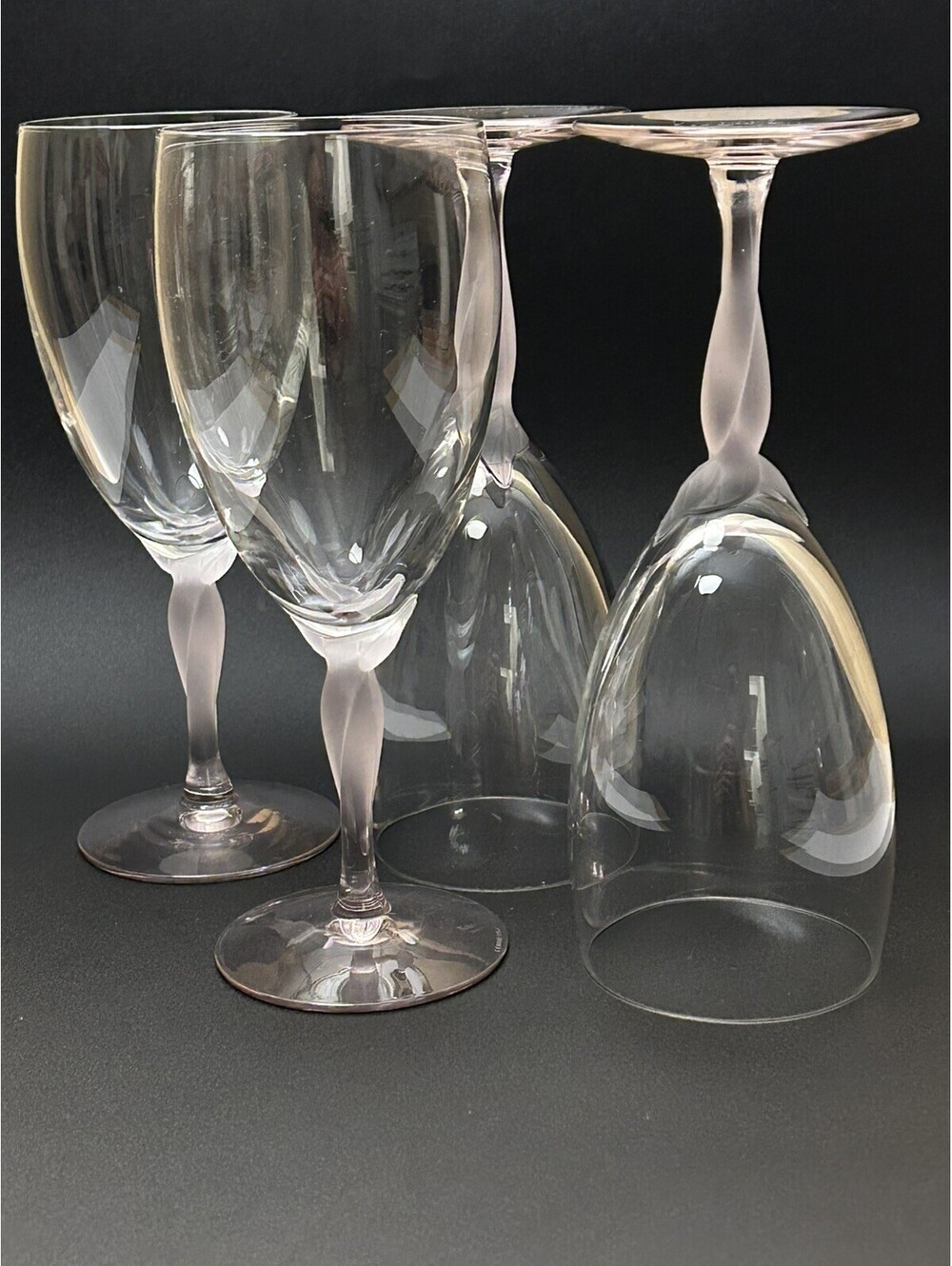 Vintage Set Of 4 Lenox Crystal Wine Glasses Spring Mist (Pink) 2001